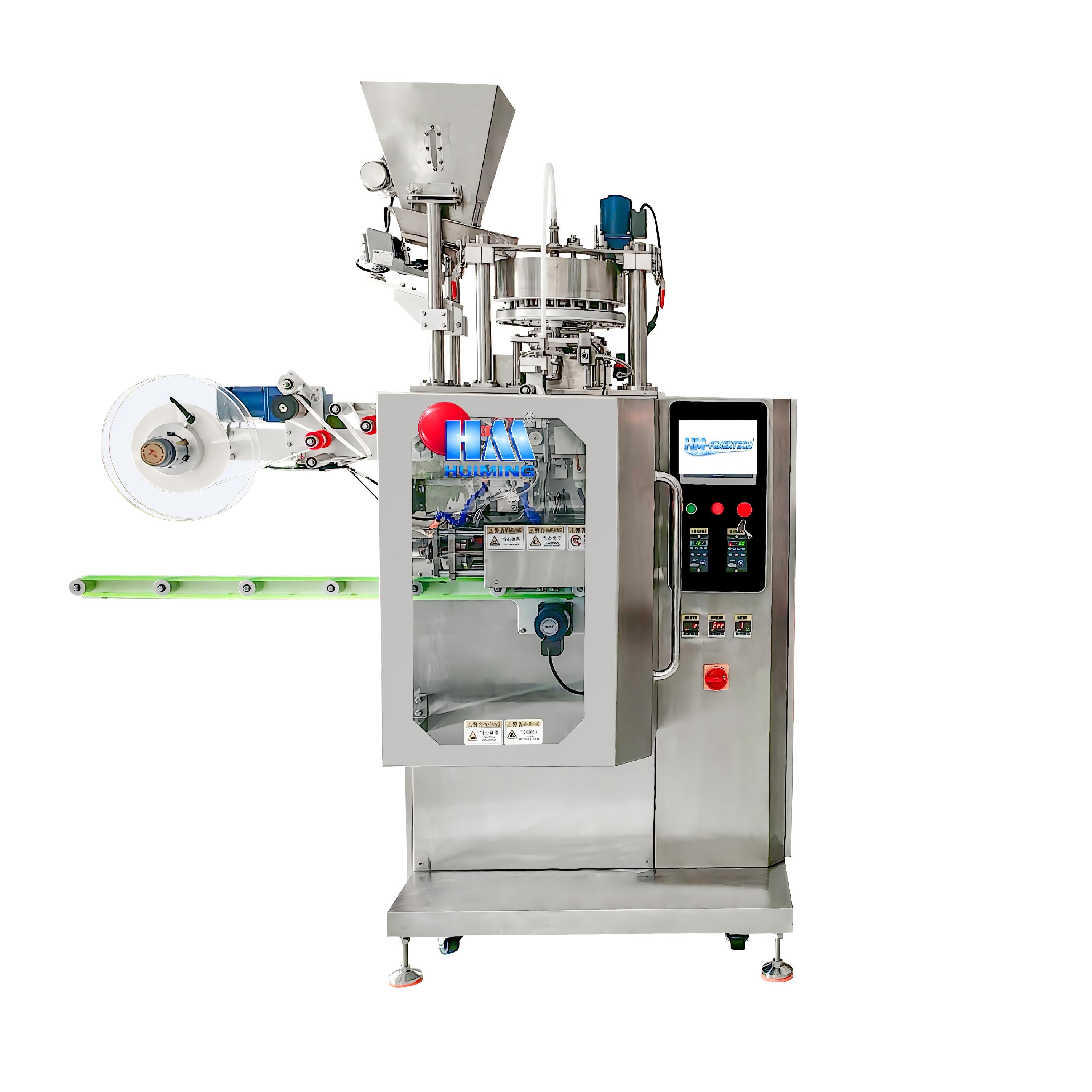 Pouch filling and sealing machine for material matching and sample testing