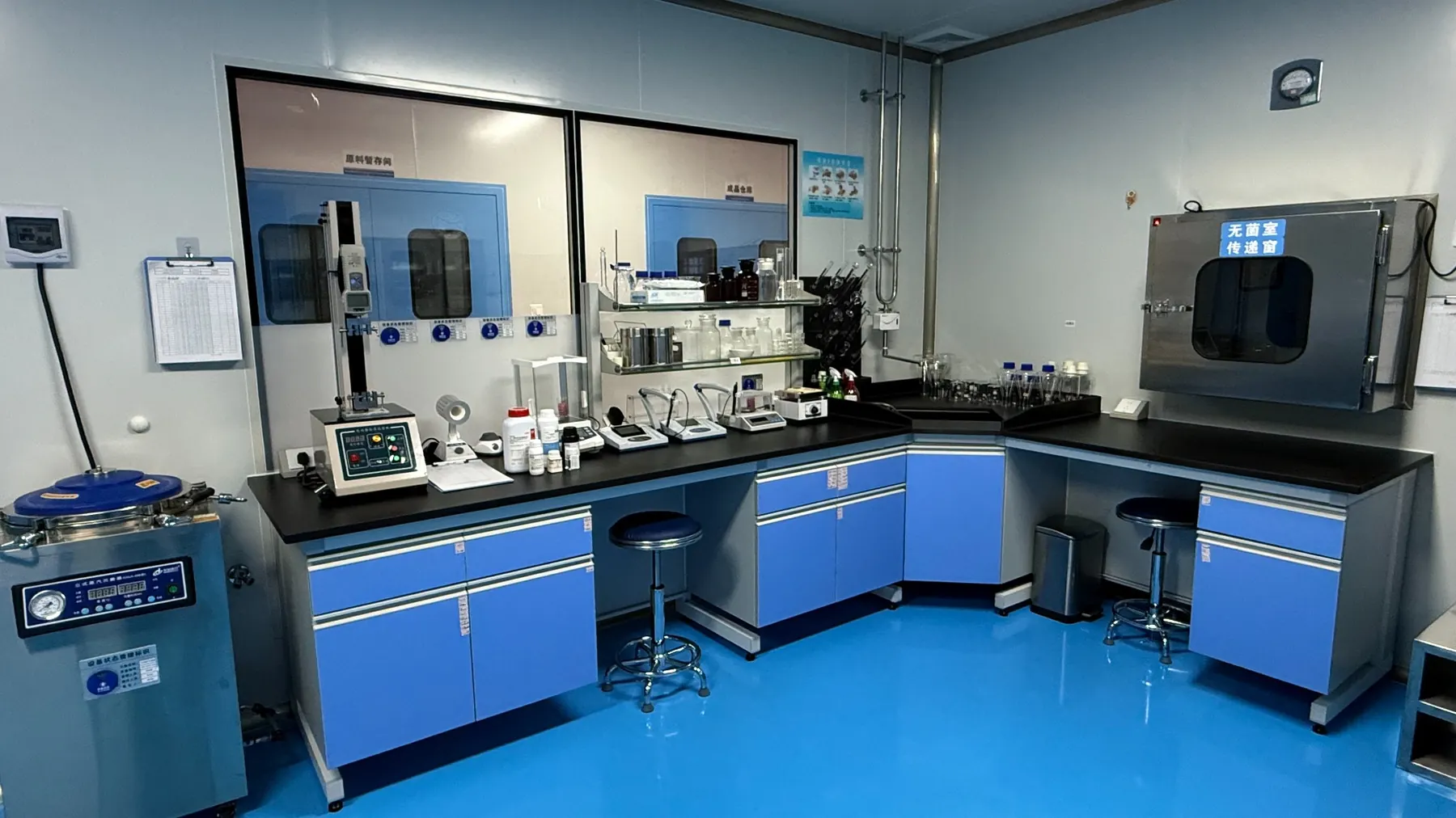 Huiming in-house laboratory overview showing testing benches and clean R&D environment